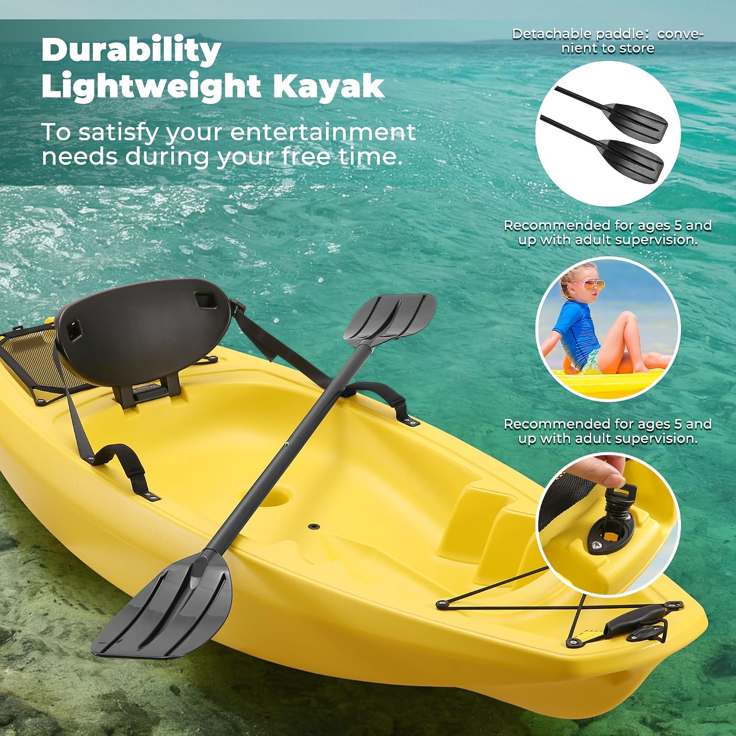 Kayak avec pagaie 6,5 pieds, b - Fishing Kayak Sit In avis et prix